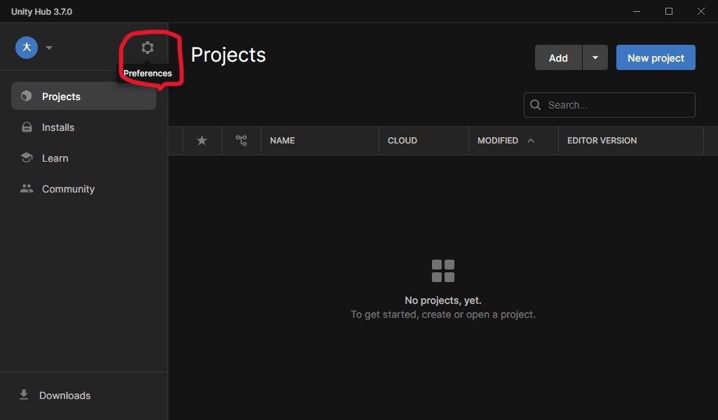 UnityHub日本語化 STEP1